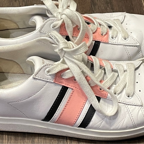 Tory Burch White Pink and Black Leather Athletic Sneakers - Picture 6 of 7